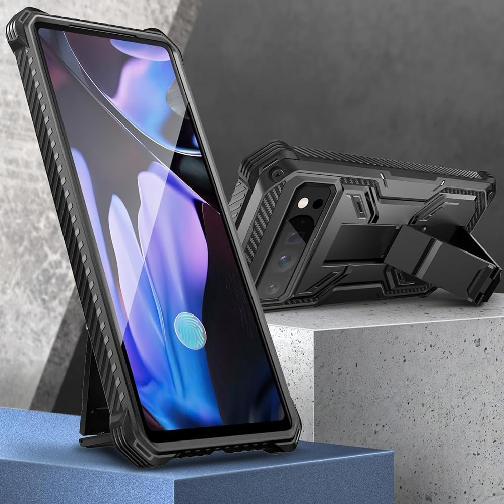 Etui pancerne z osłoną na ekran, z wbudowaną podstawką i kaburą z klipsem Supcase i-Blason Armorbox do Pixel 9 / 9 Pro, czarne